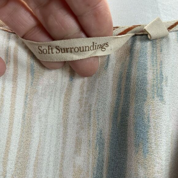 Soft Surroundings Small Cyra Dress Painted Stripe Asymmetrical Hem - Picture 8 of 10